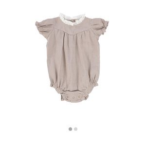 Taupe Linen Collar girls Romper